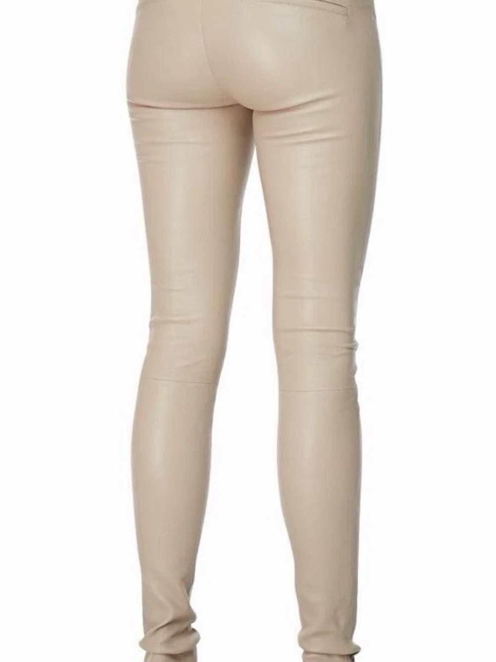 Helmut Lang Beige Leather Skinny Leggings